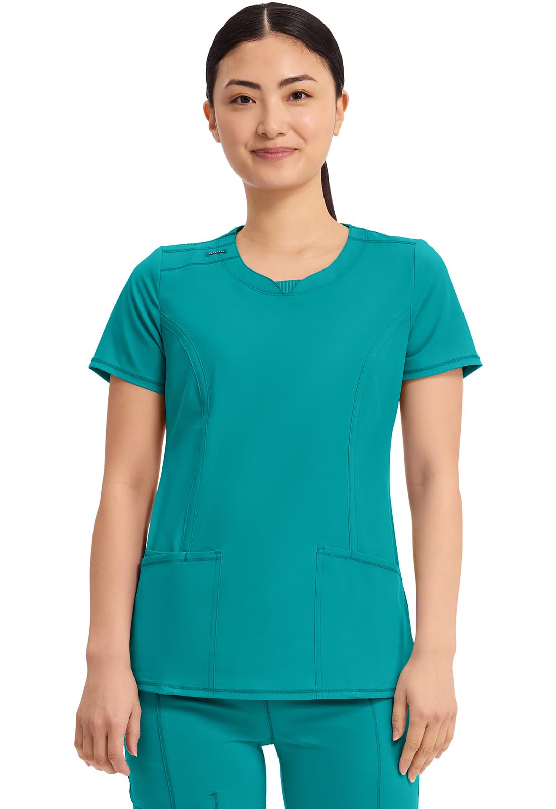 Cherokee Infinity Scrubs for Women Round Neck Scrub Top with 3 Pockets & 360° Stretch-2624A