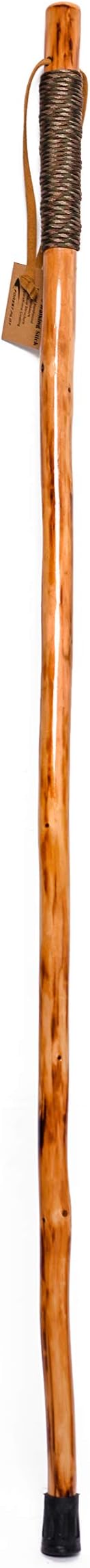FOREST PILOT Pure Fir Wood Concise Style Walking Stick for Hiking with Parachute Cord Warpped (Nature Color, 48 Inches, 1 Piece)