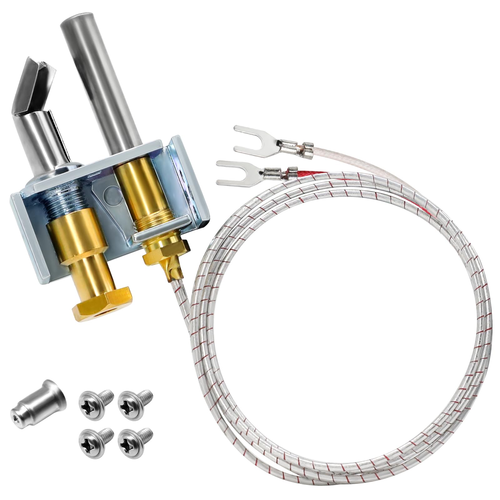 Hiorucet 1820-009 Furnace Pilot Kit for Robertshaw PG9A25 PG9A19 PG9A01 PG9A42JTL020, Pilot Burner Assembly for PG9 Furnace Pilot with 1950-532 Thermopile, 90° Right Hand Flame, LP/NG, 750MV, 32.5"