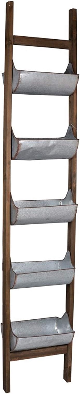 Benzara Uniquely Designed Ladder Planter, Grey