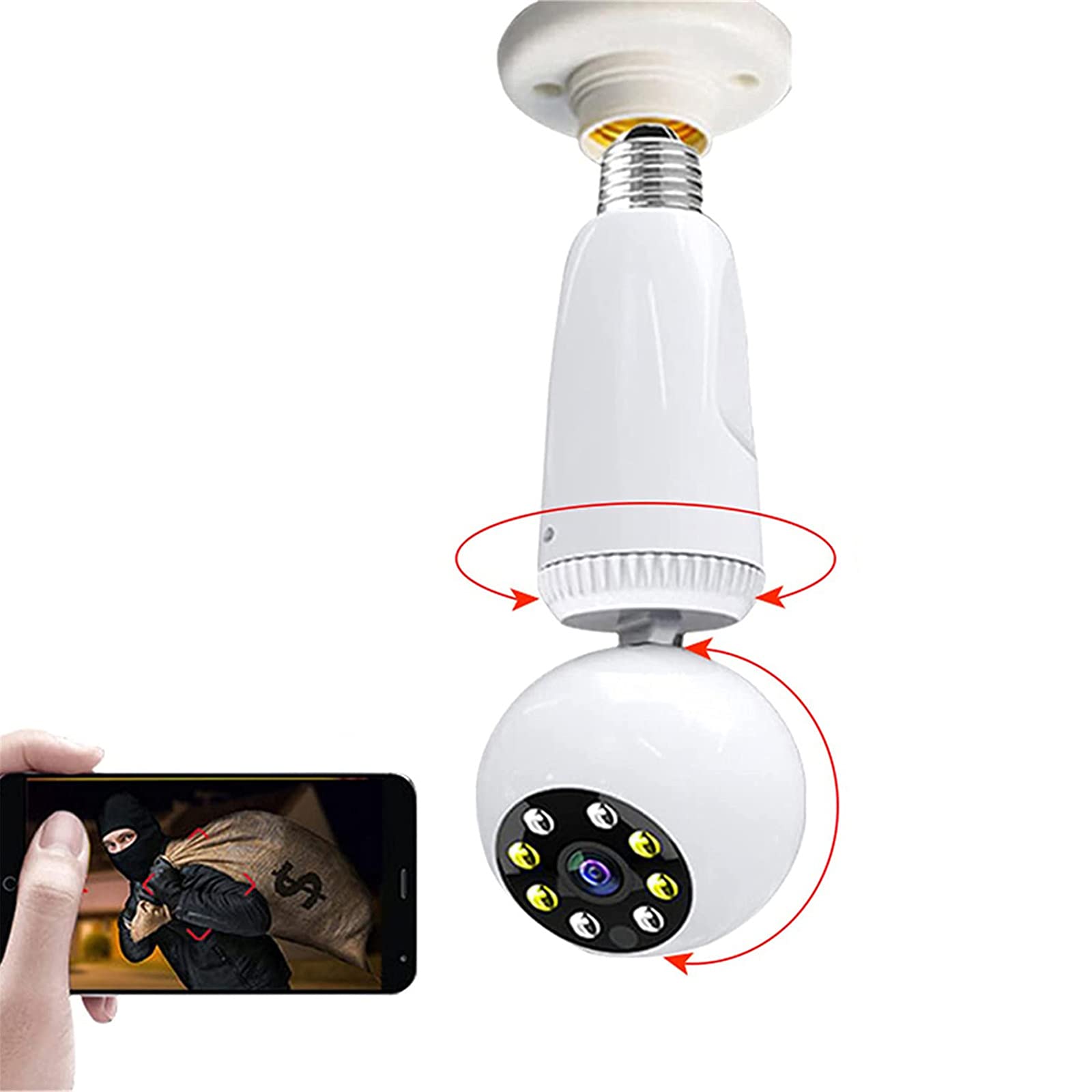 1080P Lampe Caméra Sans Fil Wifi Caméra IP Panoramique E27 Ampoule PTZ Vision Nocturne Bidirectionnelle Audio Vidéo Surveillance De Sécurité 360 Rotation