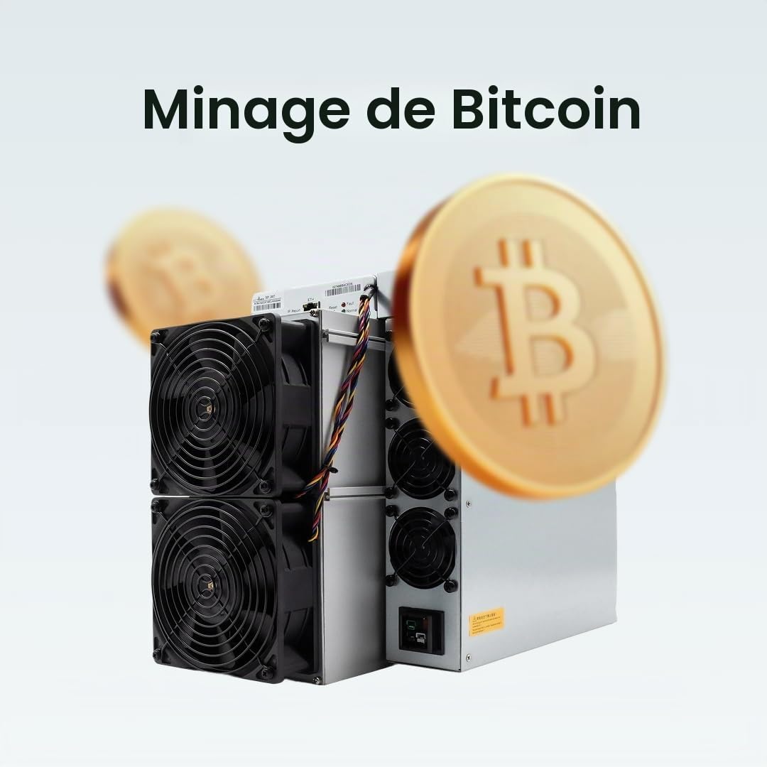 Bitmain Antminer S21 Bitcoin Miner 2 642 W | 151 TH/s | Crypto/ASIC Miner | Bitmain OS avec efficacité de 17,8 J/TH | Avec bloc d'alimentation et câble d'alimentation | Nouveau | BTC Miner