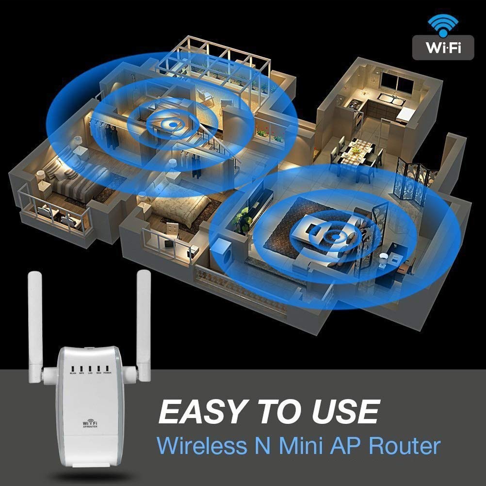 WiFi Range Extender-300M Ripetitore di Spina a Muro Amplificatore di Segnale Wi-Fi Wireless, Doppia Rete, Trasmissione e Ricezione AP potenziato