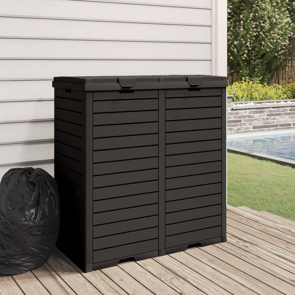 Cubo de Basura de Exterior Polipropileno Negro 78x41x86 cm Contenedor residuos para Hogar y Oficina