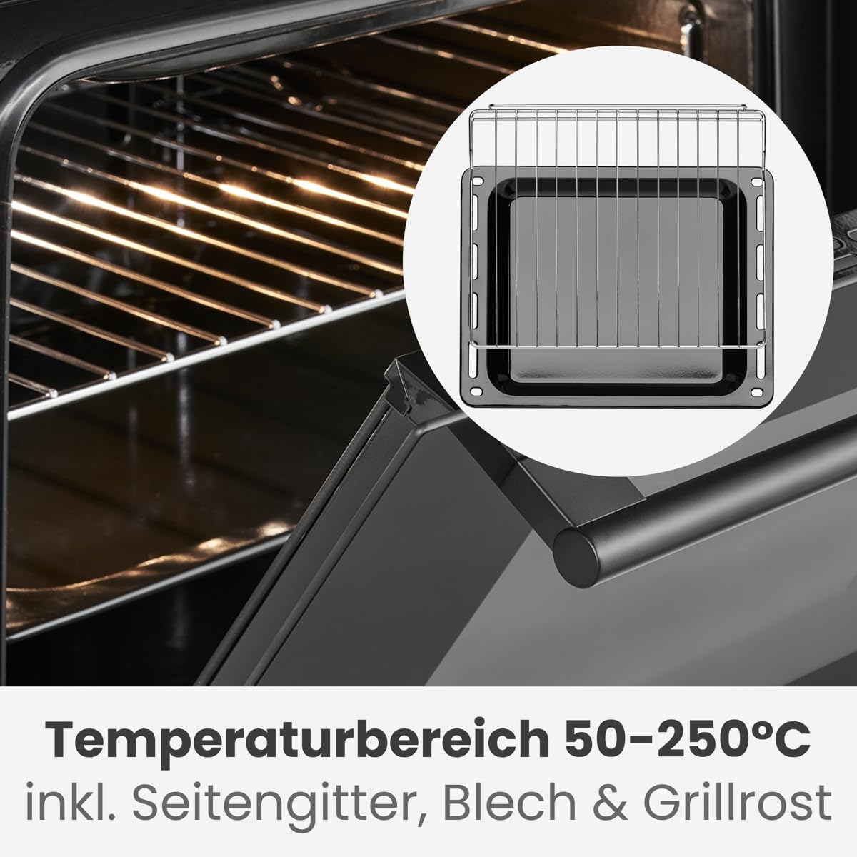 Bomann Herd-Kochfeld-Kombination 60cm Grill Heißluft Energieklasse A 9 Funktionen Glaskeramik-Kochfeld 57L Einbauherd Ceranfeld EHBC 7938