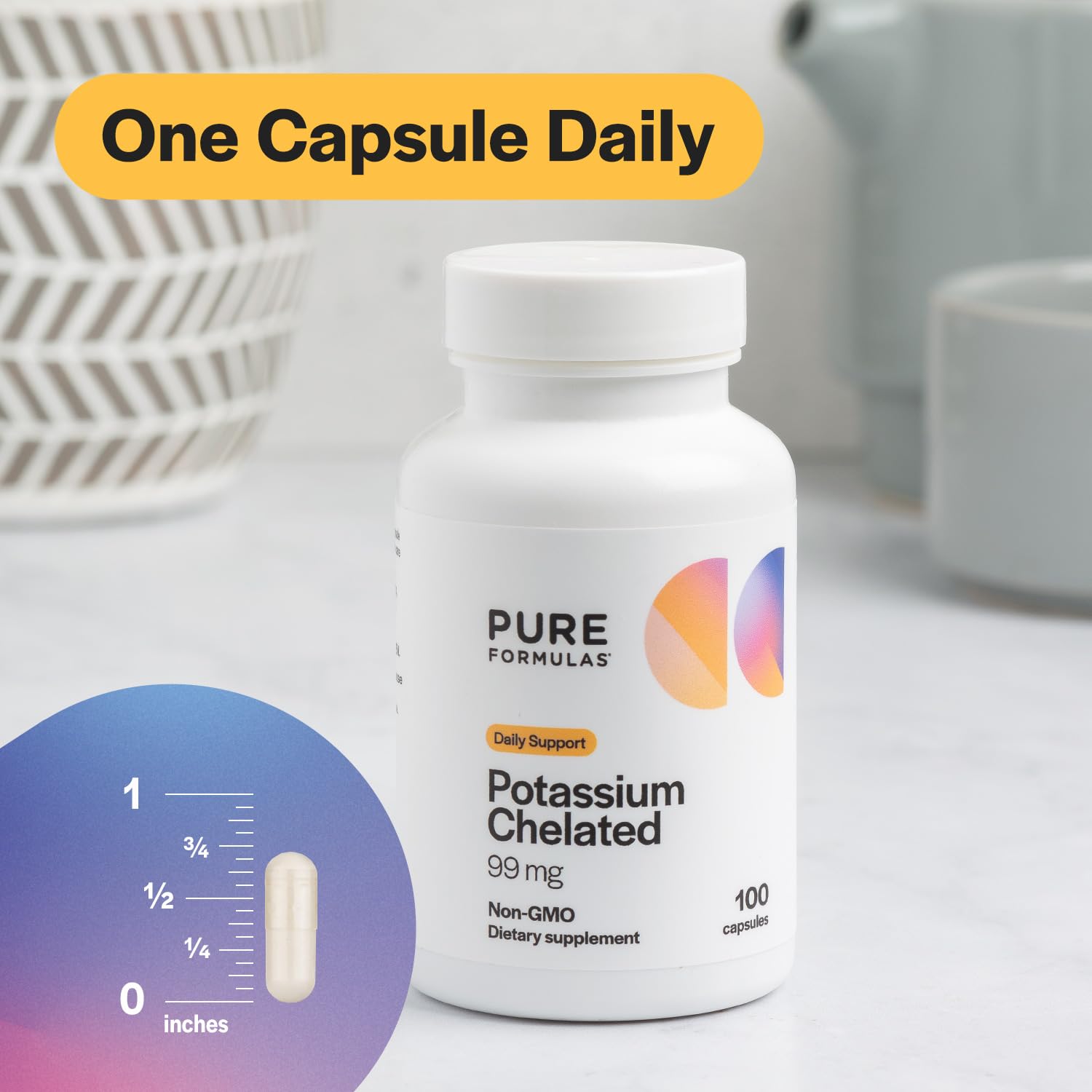 PureFormulas Potassium Supplement Chelated 99 mg Highly Absorbable Pure Potassium Formula for Energy, Nerve, Muscle, Kidney, Heart, and Skeletal Support, Non-GMO - 100 Vegetarian Capsules — Amazon image 4