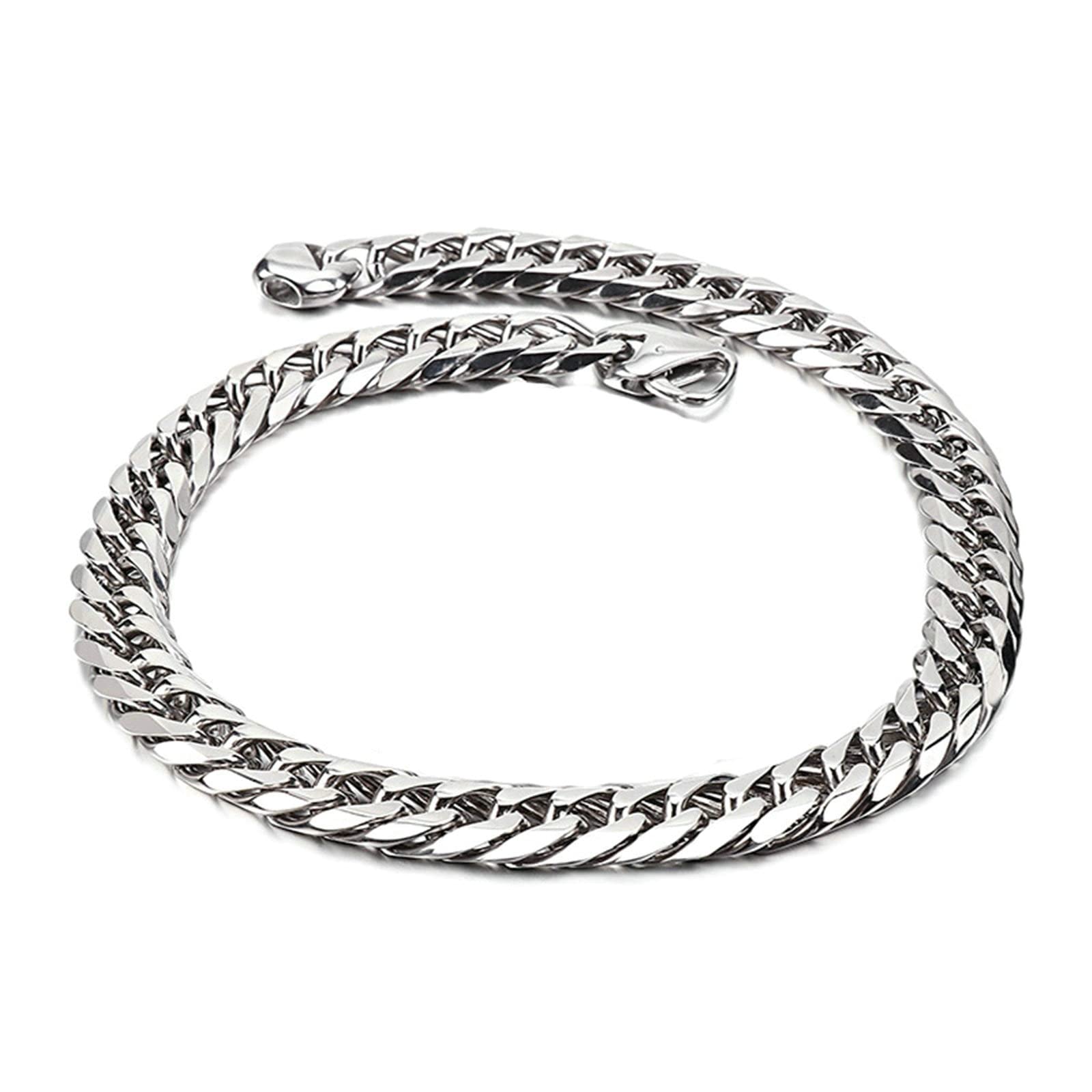 Collier acier inoxydable type chaîne maille gourmette large de 13mm