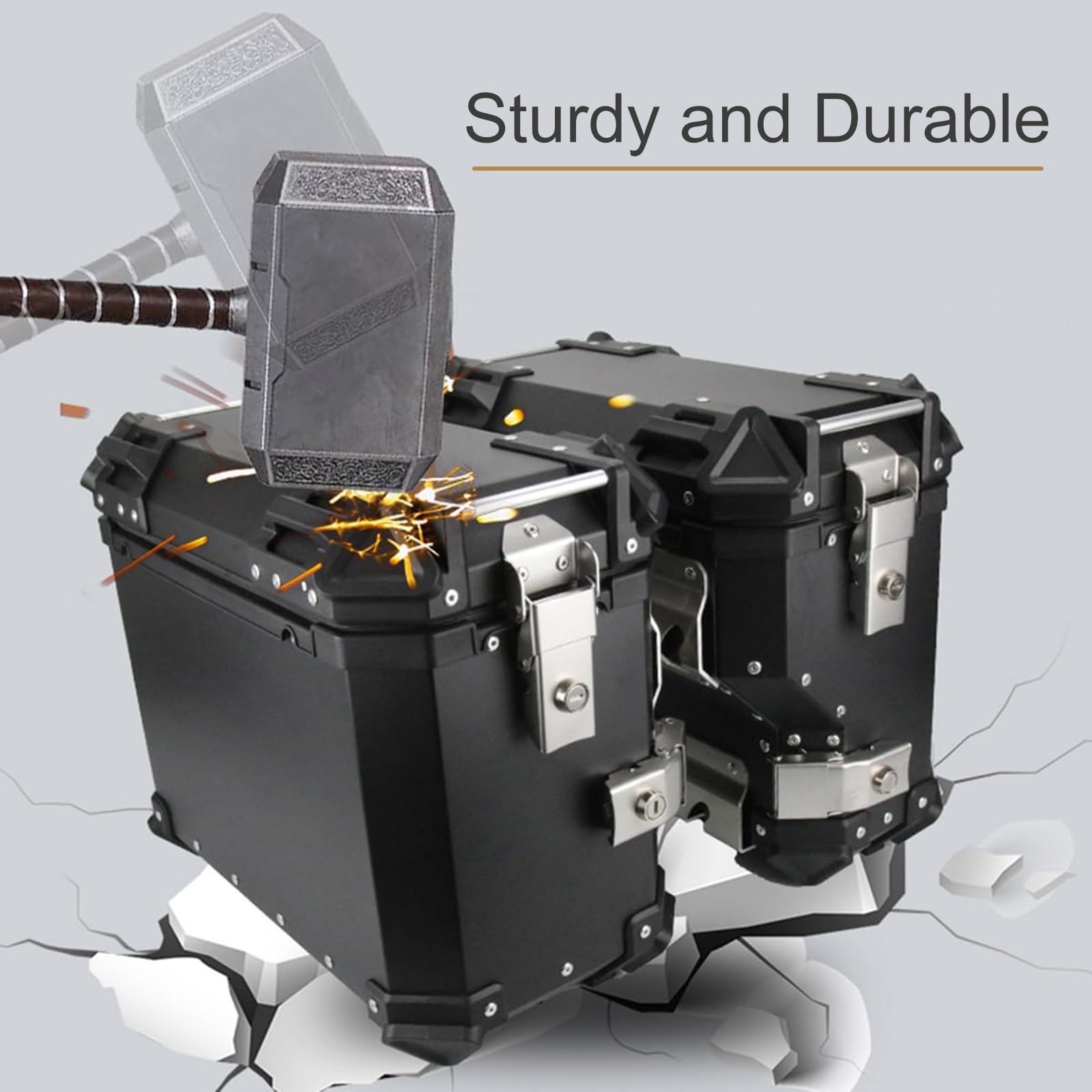 Xzomystify 38L Waterproof Motorcycle Side Case Bag Heavy Duty Motorcycle Tail Box Motorcycle Trunk Box 1 Pair Motorcycle Helmet Bag with Security Lock Storage Case for Stowing Helmets Luggage(Black)