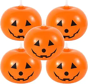 Kit 5 Balões Abóbora Halloween com Luz LED RGB Bexigas Decorativas para Festa, Mesa ou Pendurar Iluminação Noturna, Decoração Assustadora e Reutilizável para Eventos Temáticos