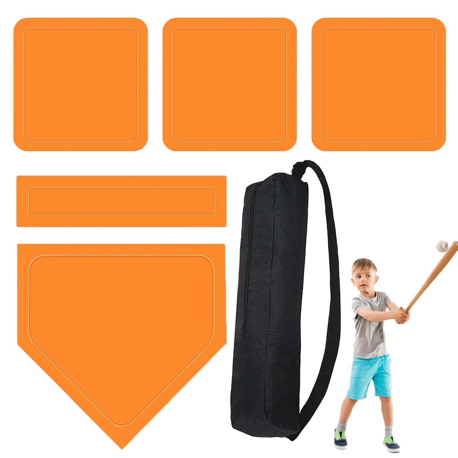 Base da baseball, base per palloni da calcio, set di base in, base di lancio da baseball per cortile, accessorio impermeabile per allenamento (con piastra di lancio e borsa per riporlo), ideale