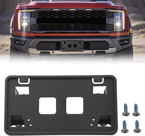 Soporte de marco de matrícula para parachoques delantero compatible con Ford F150 2021 2022 3.3L 5.0L, kit de montaje de marco de matrícula negro,