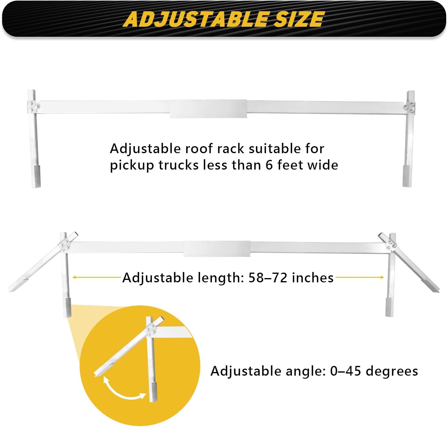 Adjustable Pickup Truck Cap Topper Ladder Rack Aluminum