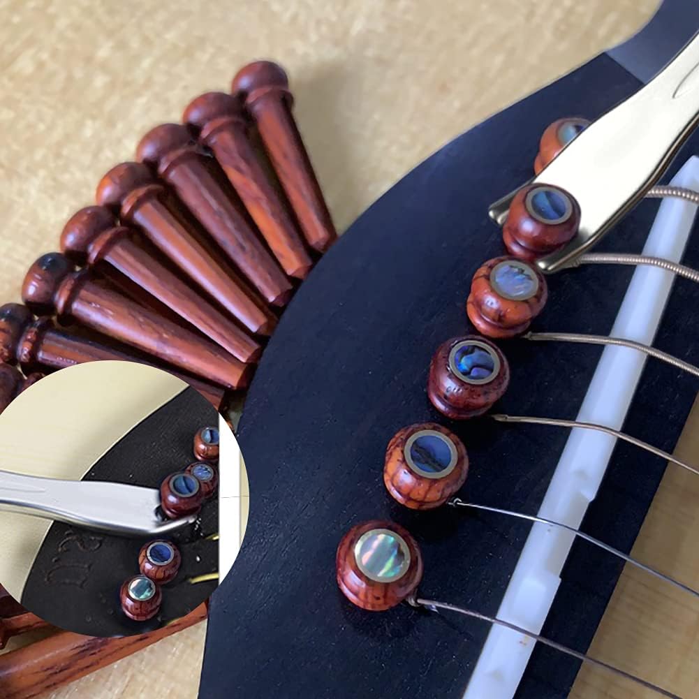 6 PCS Guitar Bridge Pins, Cocobolo Inlaid Abalone Dot with Bridge Pins Puller Remover Acoustic Guitar Replacement Parts : Musical Instruments
