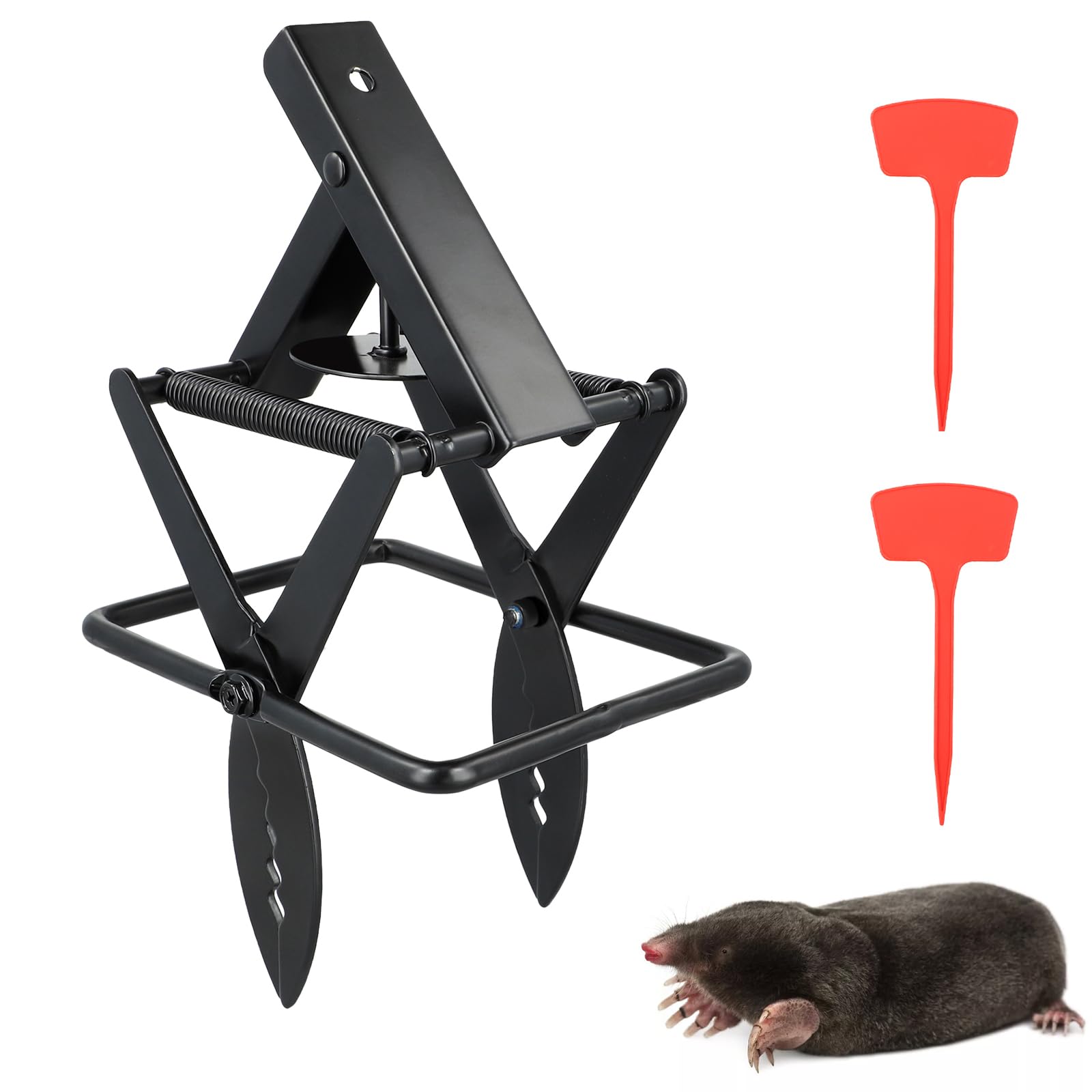 Trappola per talpe, riutilizzabile, con forbici veloci, per tutte le condizioni atmosferiche, antiruggine, potente deterrente per talpe con elegante finitura in ferro nero, set semplice per proteggere