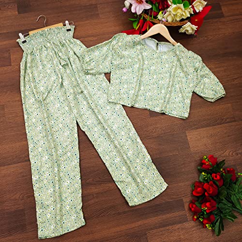 Image of Leriya Fashion Night Suit Set for Women Cotton, Night Dress, Lounge Wear,Printed Cotton,Top and Capri Set for Women,Women Nightwear