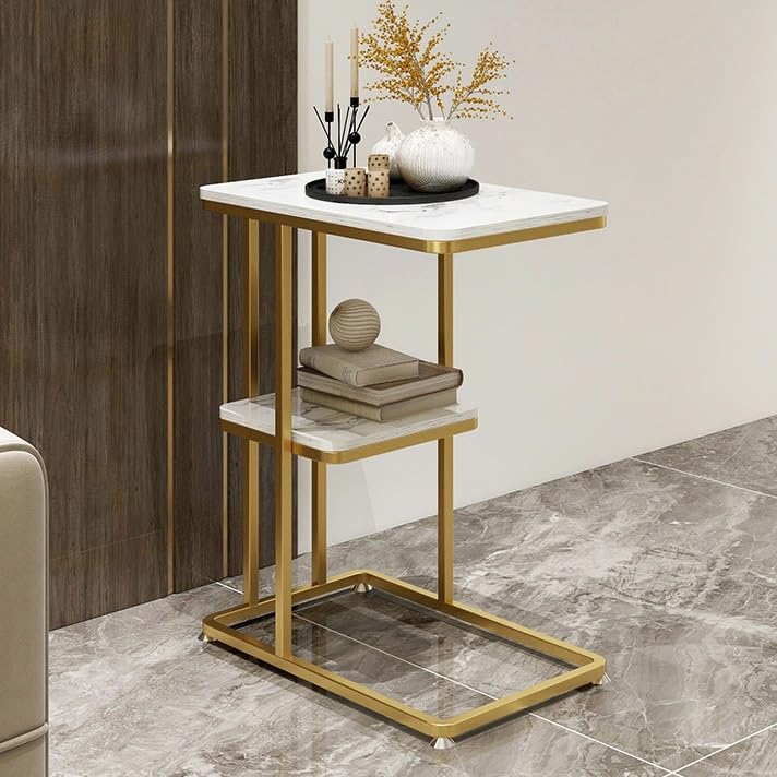Table basse carrée marbre table d'appoint canapé salon et chevet chambre - 4