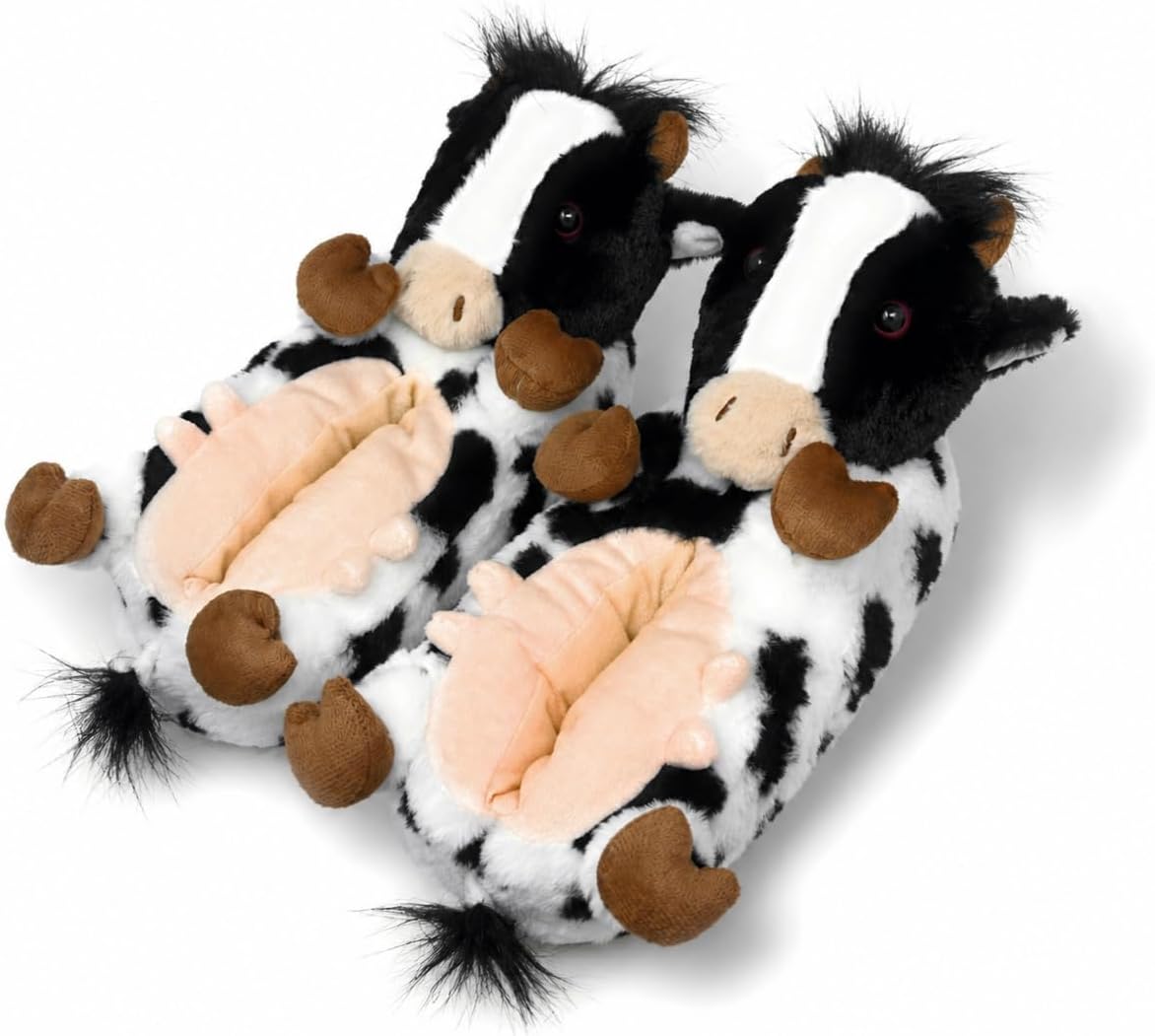 ooohyeah Kids Fuzzy Funny Animal Slippers, Plush Cute Non-Slip Warm House Shoes for Boys & Girls, Size 1-4 image 5