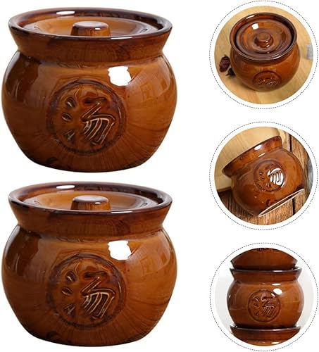 Miniatura 5 de Zerodeko Taza de sopa de cerámica para estofado de 2 piezas con tapa, olla de estofado de sopa, olla de arcilla japonesa, olla de cerámica, tazones