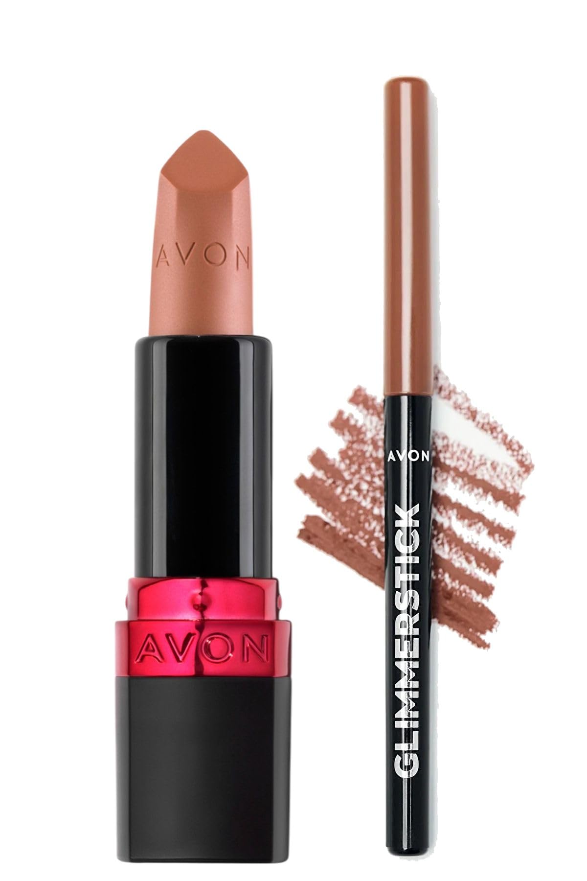Avon Ultra Mat Ruj Au Naturale ve Glimmerstick Dudak Kalemi Nude Paketi