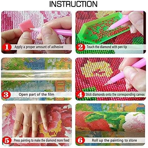 Miniatura 7 de Kit de arte completo de diamantes 5D para bricolaje, árbol blanco y negro, superficie de lago, 5 piezas, kit de arte multidiamante para adultos,