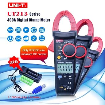 UNI-T UT213A/B/C 400A clamp Meter TRMS AC DC Current Voltage Resistance capacitance Temperature Tester NCV Flashlight Function(UT213A)