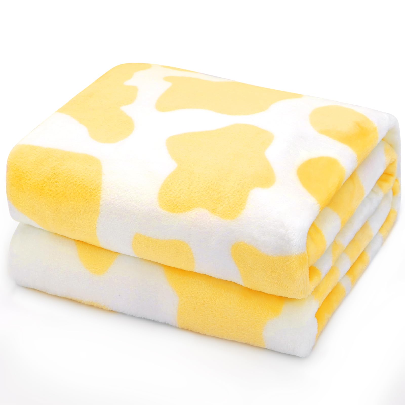 HSEEC Yellow Cow Print Flannel Blanket - Soft Fleece Cute Cow Decor Throw Blanket 40x50 inch — image 1