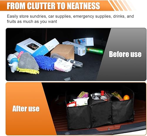 Miniatura 5 de Organizador de maletero de automóvil, tela Oxford, impermeable y antideslizante, caja de almacenamiento para vehículos con bolsa térmica a prueba de