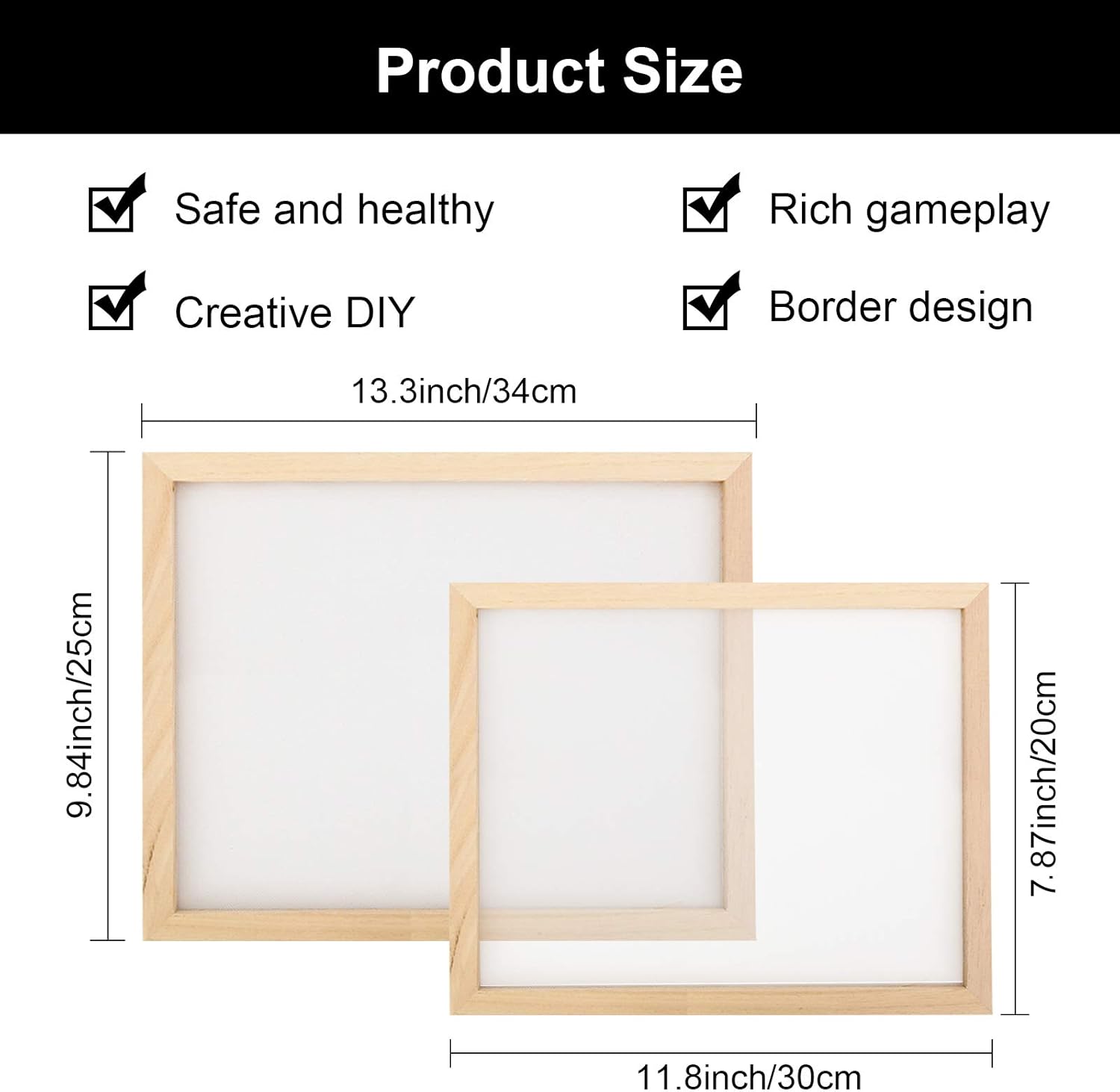 2 Pcs Natural Wooden Paper Making Papermaking Mould, Screen Printing Frame for DIY Paper Craft and Dried Flower Handcraft (Two Sizes)