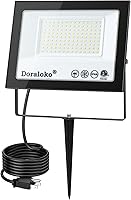 Vista 1 de Luz de inundación LED equivalente a 700 W con estaca de tierra, luz de trabajo exterior impermeable IP66, extremadamente brillante, 6500K, 6600LM