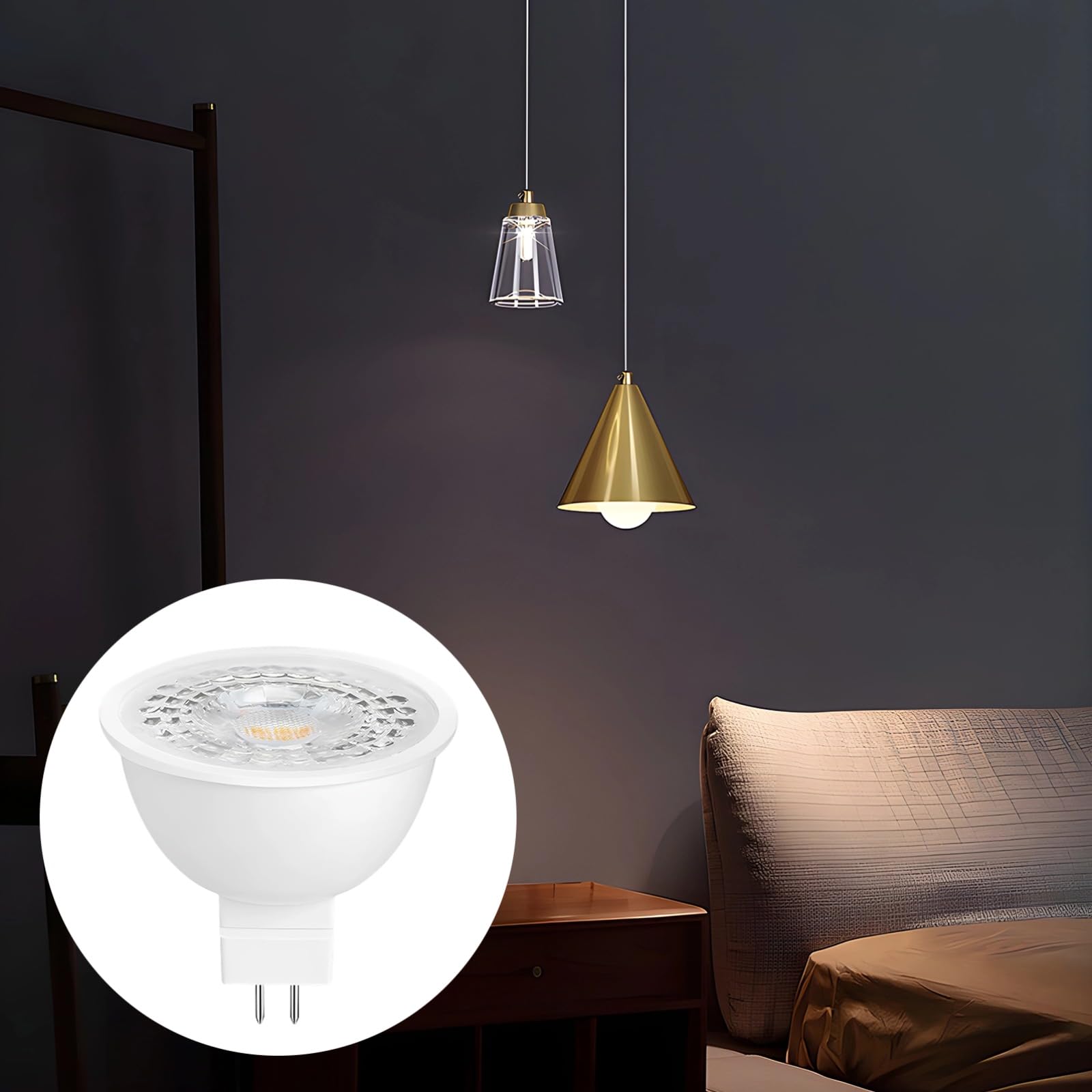 10 bombillas LED MR16, GU5.3, 12 V, bajo voltaje, 3 W, 3000 K, luz blanca cálida, haz puntual de 38° para iluminación empotrada en pista, ahorro de energía, 1.97 x 1.97 x 1.96 pulgadas