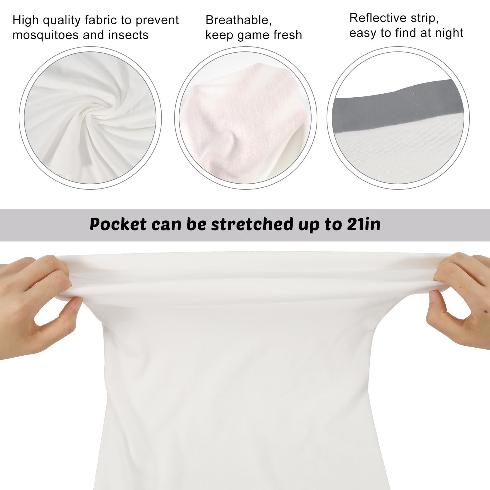 Big games Bolsas de carne – Almacenamiento de caza resistente, tira de seguridad reflectante reutilizable para transportar carne salvaje | Accesorio de caza multiusos para ciervos, alces, alces