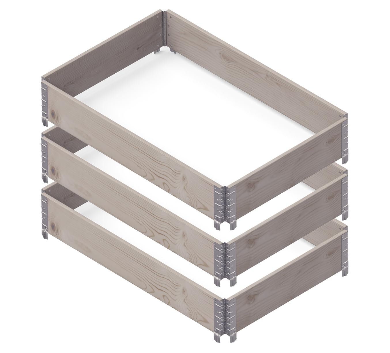 Upyard GardenBox Lot de 3 jardinières surélevées Modernes en Cadre de palettes - Plate-Bande surélevée modulaire en Bois Naturel pour Jardin et terrasse - Certifié PEFC - 120 x 80 x 58,5 cm - Gris