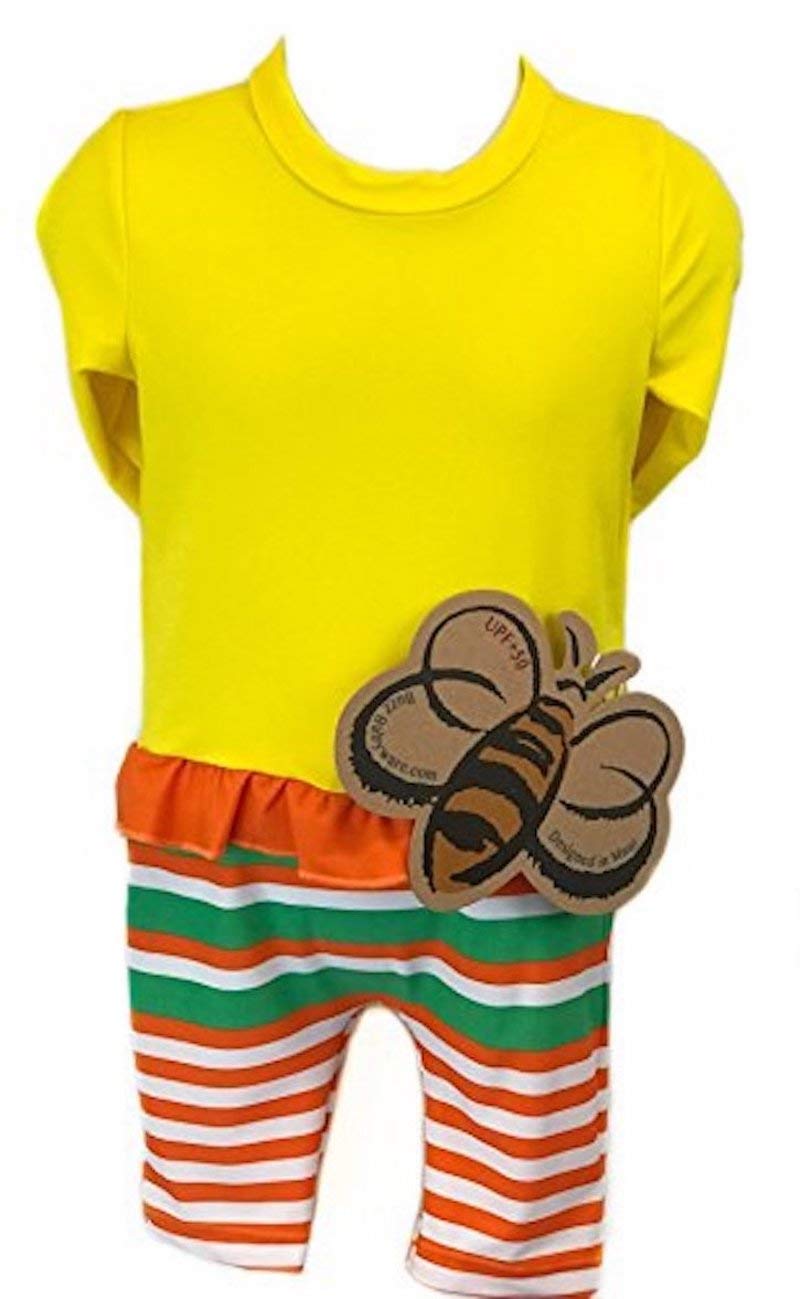 Rash Guard Swimsuit Baby Girl Yellow One Piece Sun Protection Long Sleeve Swimwear UPF 50+ Bathing Suit (3T)