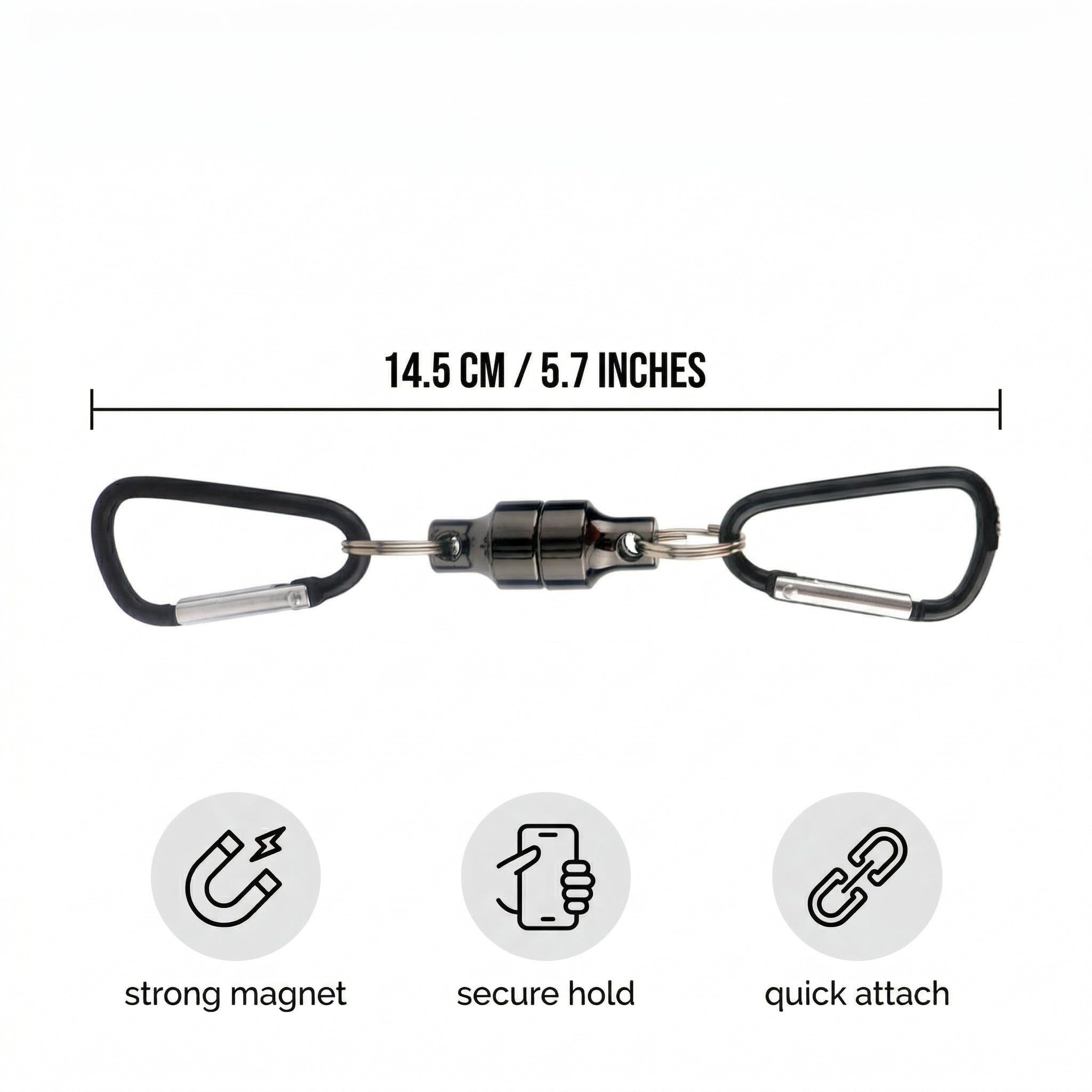 Filets de pêche et accessoires 1 paire de mousquetons magnétiques avec anneaux en D, système de largage magnétique pour filet, clip magnétique, connecteur pour épuisette
