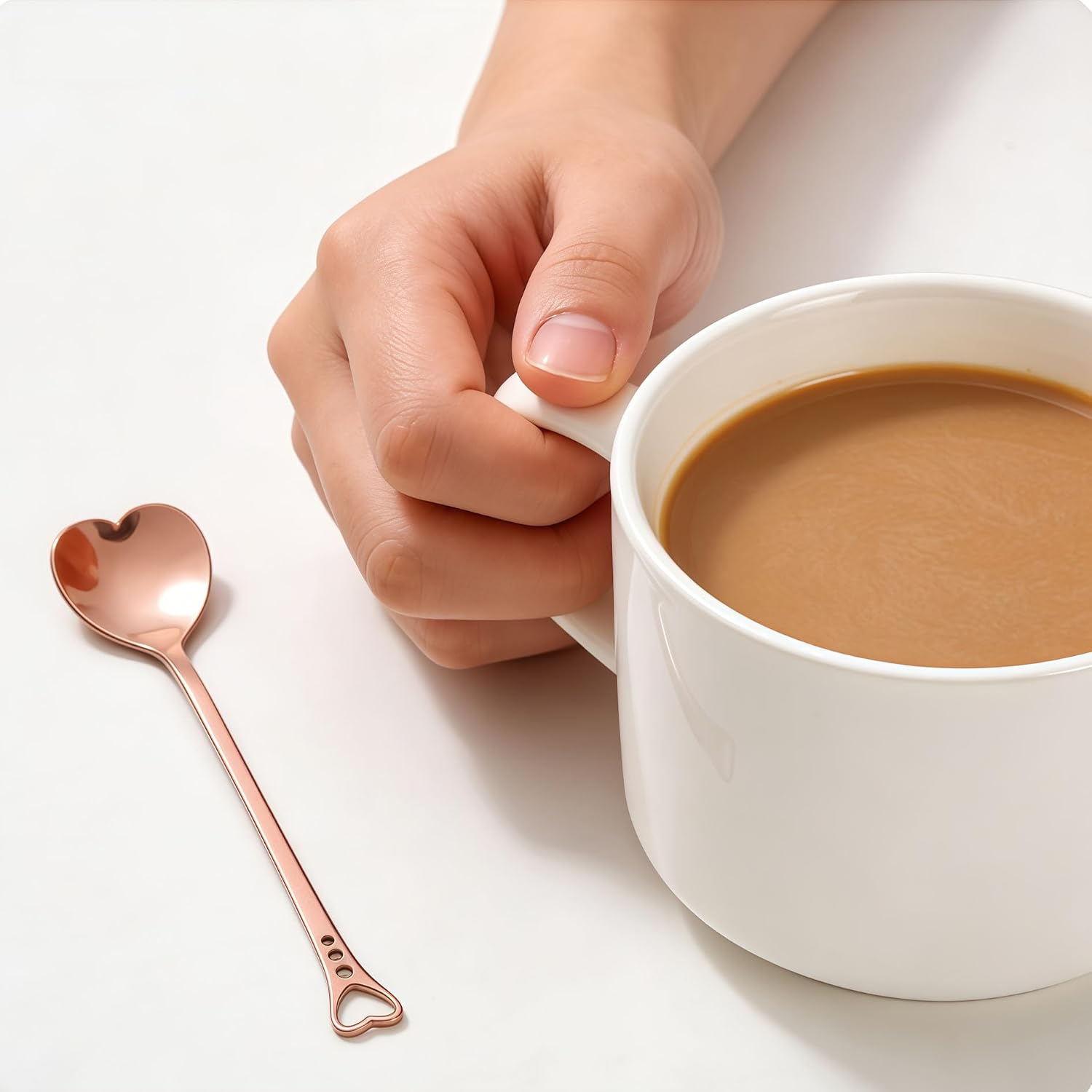 8 Piece Rose Gold Heart-Shaped Stainless Steel Spoons
