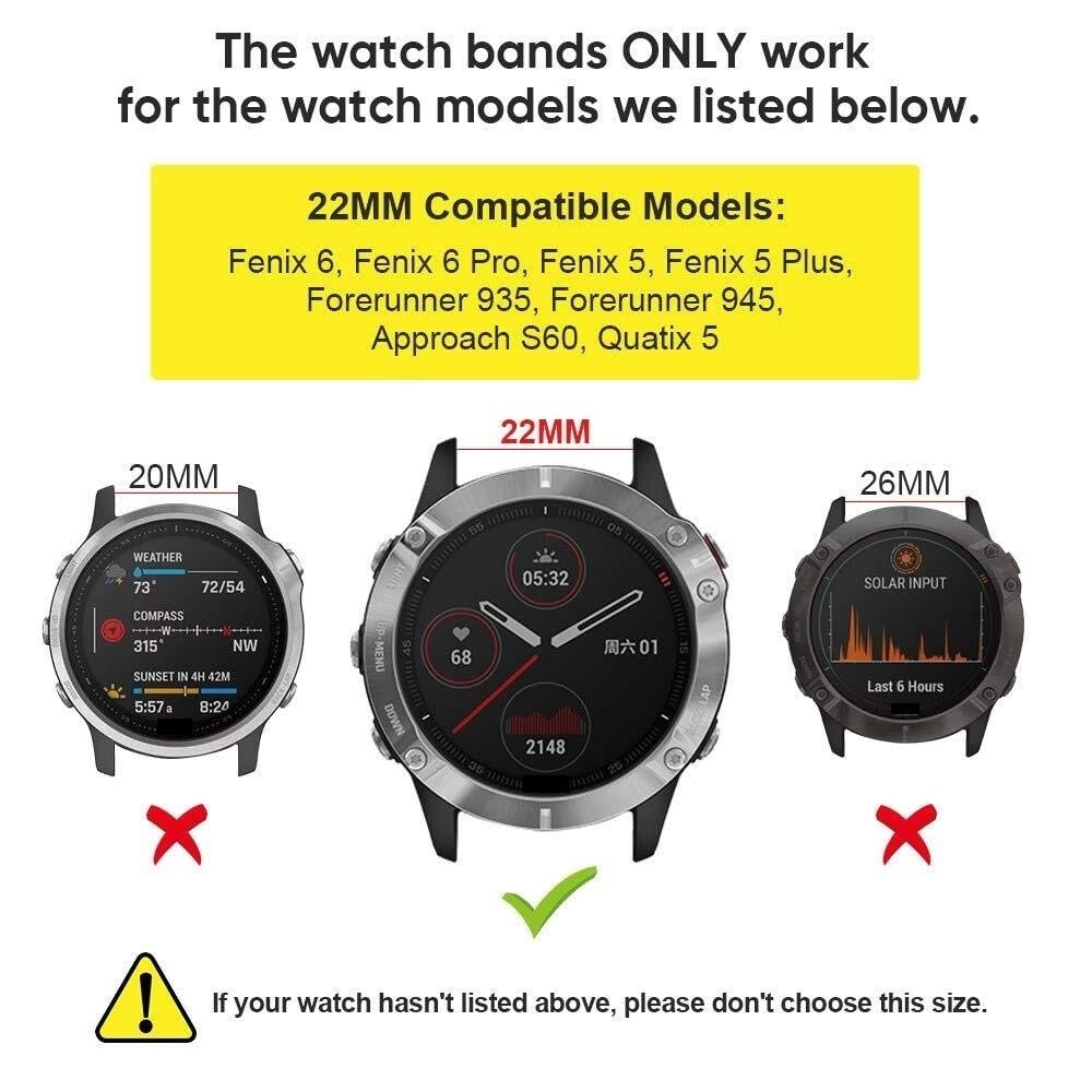 22 mm pour 5 Watch Band Easy-ATS Silicone Soft Sport Remplasment 7 / Plus / 6/6 Pro Smartwatches