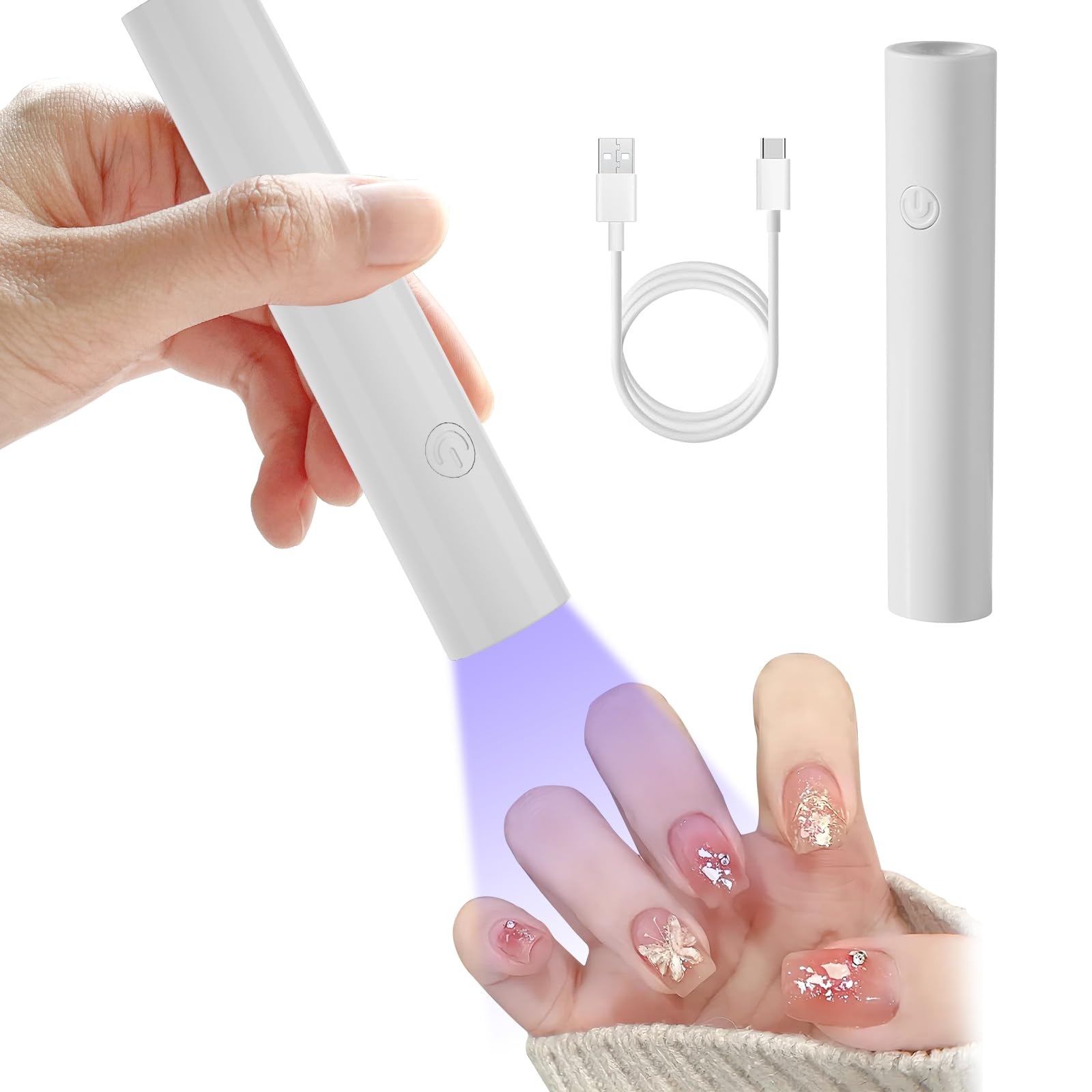 Lampara Uñas Semipermanentes, Mini Lampara UV Led Uñas 3W, Secador de Uñas Portátil con Soporte Temporizador 60/120S, Secado Rápido para Bricolaje en Casa Salón de Uñas