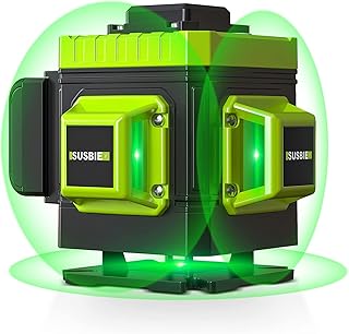 Laser Level -3x360° Cross Line Laser for Construction and Picture Hanging-12 Green Lasers with Self-leveling-Level Tool with 10000 mAh Rechargeable Battery