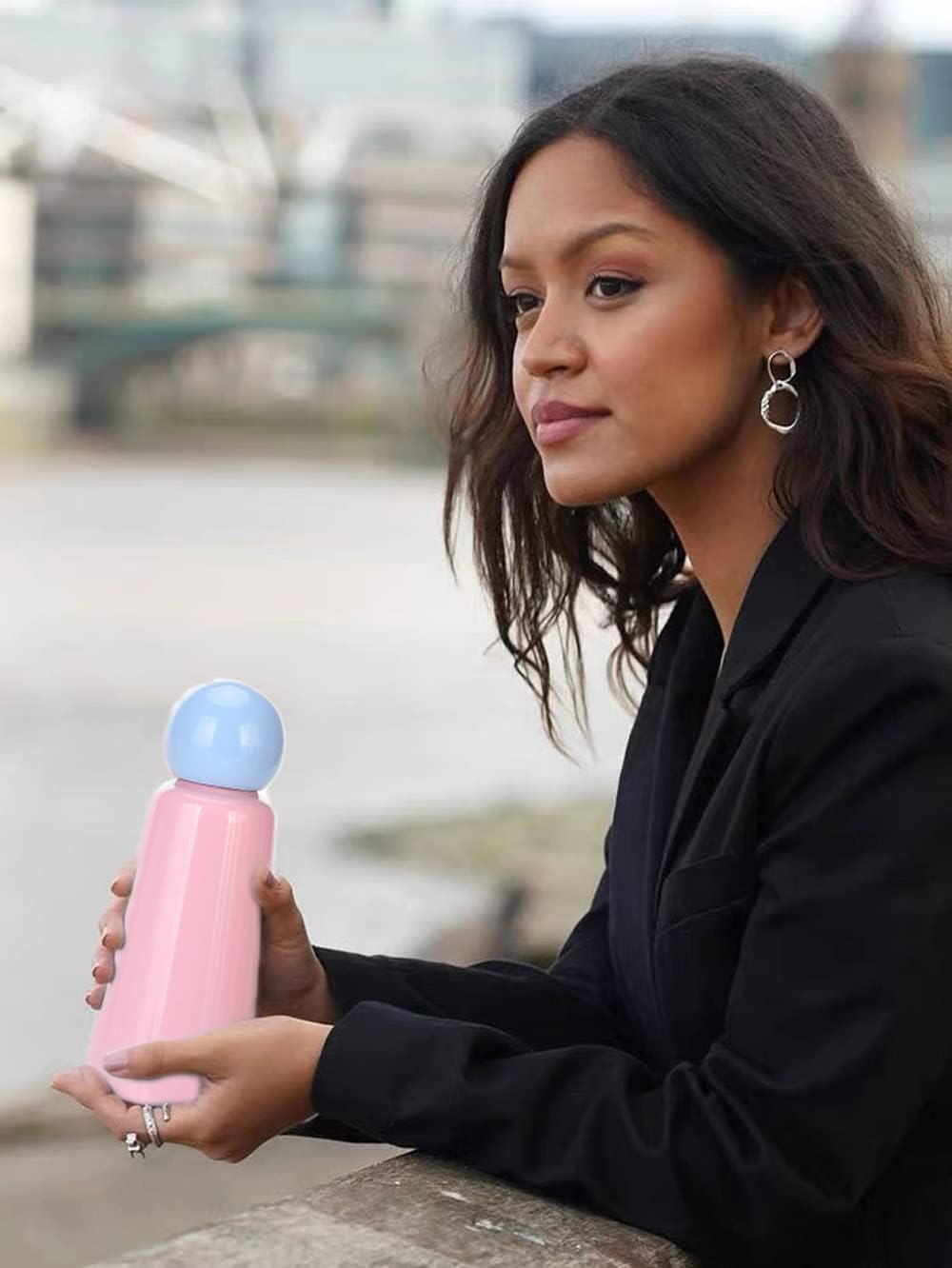17 oz About 500 ML Stainless Steel Water Bottle - Vacuum Insulated Water Bottle -Hot&cold Drink Metal Water Flask,BPA Free (Blue pink)