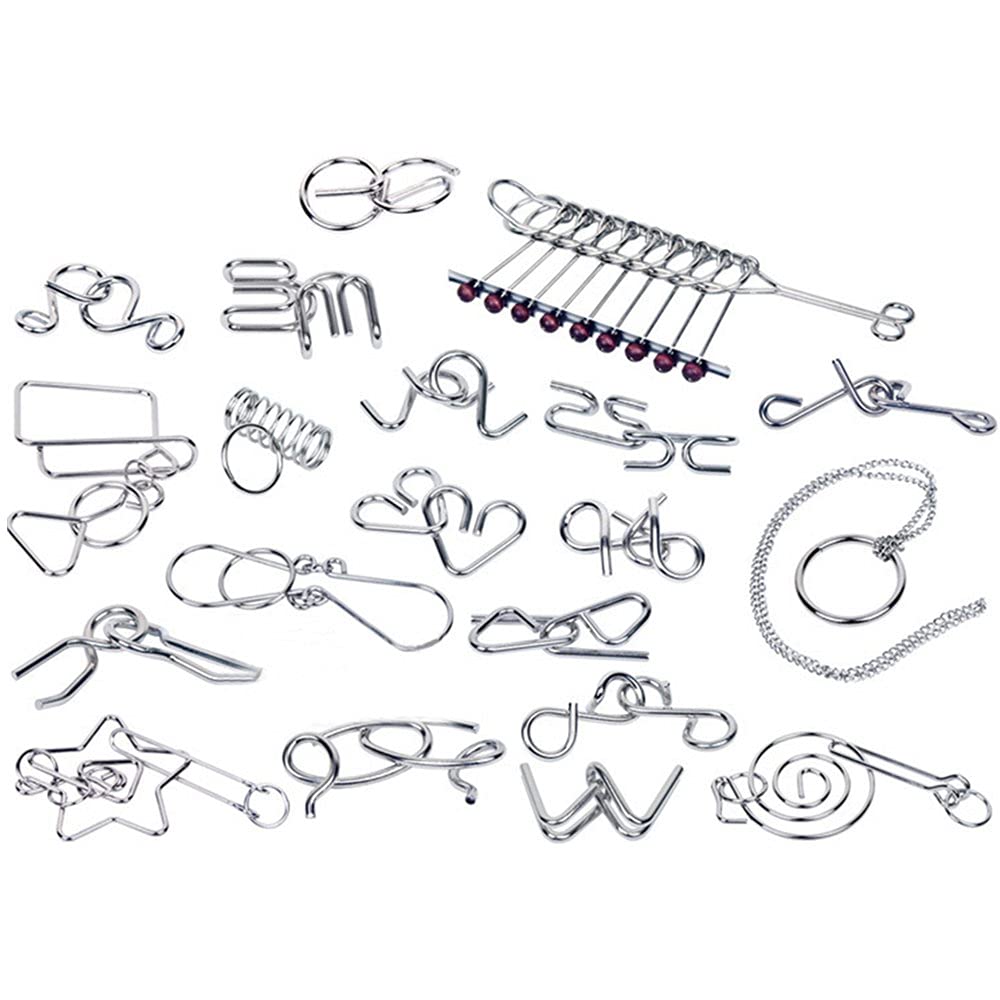Sea Team Brain Teasers Metal Wire IQ Puzzles for Adult Children and Student, Box Package - Set of 20