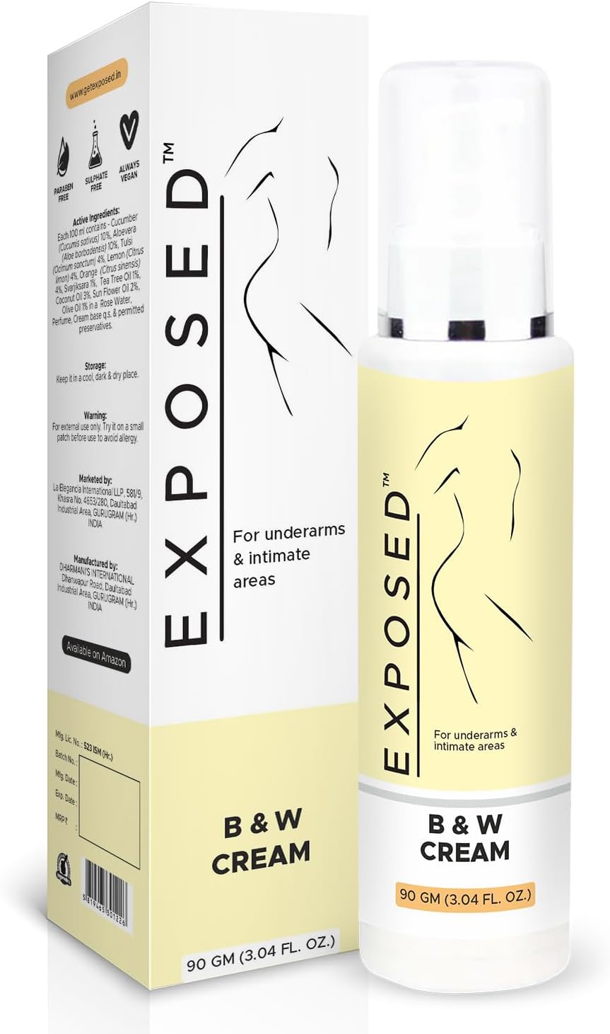 B & W Cream For Intimate Areas | Dark Underarms | Elbows, Neck | Sulphate & Paraben -Free/Vegan -90g