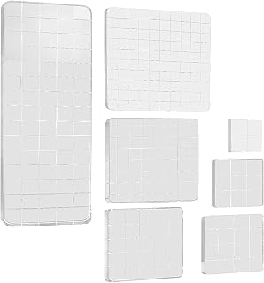 7 Pcs Acrylic Stamping Blocks | Decorative Stamp Blocks, Clear with Grid and Grip, Rectangle Set, For Craft, DIY, Scrapbooking