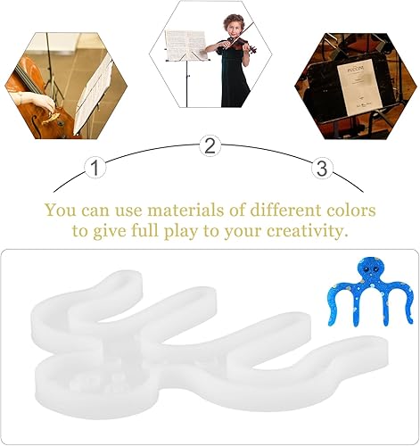 Miniatura 9 de SEWACC Molde De para Resina De para Silicone Stencils Silicone Making Mold Handmade Music Clip Mold Epoxy Bookend Menu Piano Cake Mold White