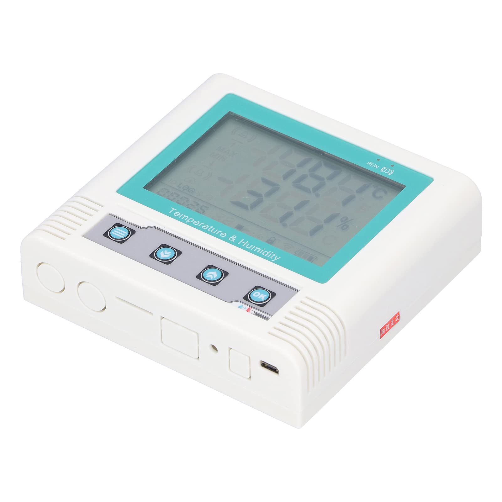 Registrador de Temperatura Digital con Sensor de Alta Precisión para Monitorear Datos de Humedad en Laboratorios y Talleres - ABS, 120 X 113 X 33 Mm (Conjuntos de datos de 26W)