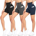 DHSO 3 Short de vélo Pack pour femmes-5" haute taille Soft Summer Womens Short d'entraînement Spandex Short pour course d'athlétisme