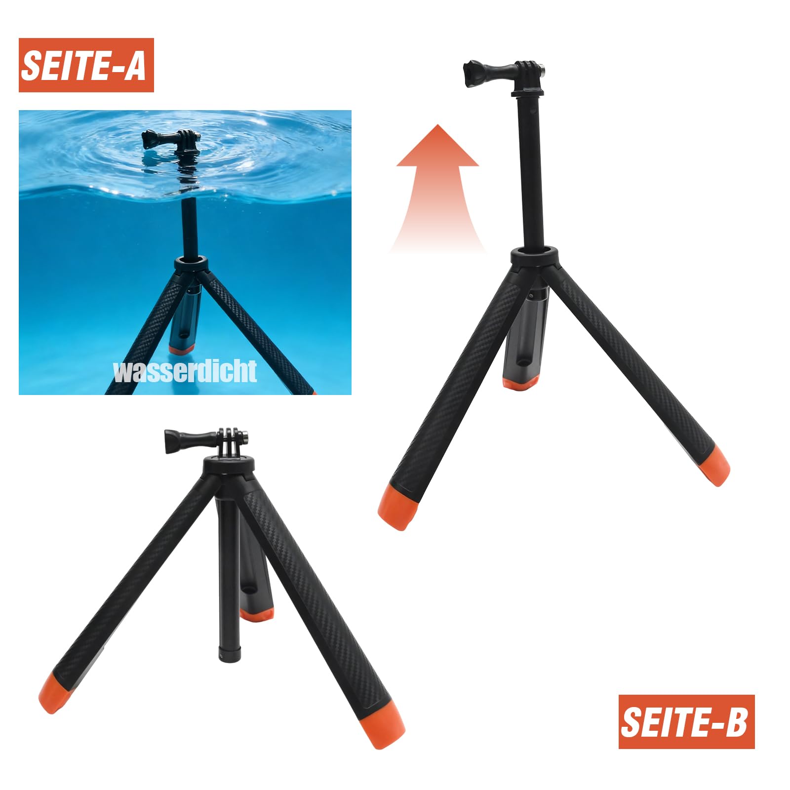 61 cm pływający uchwyt Action Cam pod wodą, statyw do selfie, z adapterem do mocowania aparatu, pasek na rękę, do GoPro 13 12 11 10 9 8 7 6 5 4, akcesoria do fotografii nurkowej