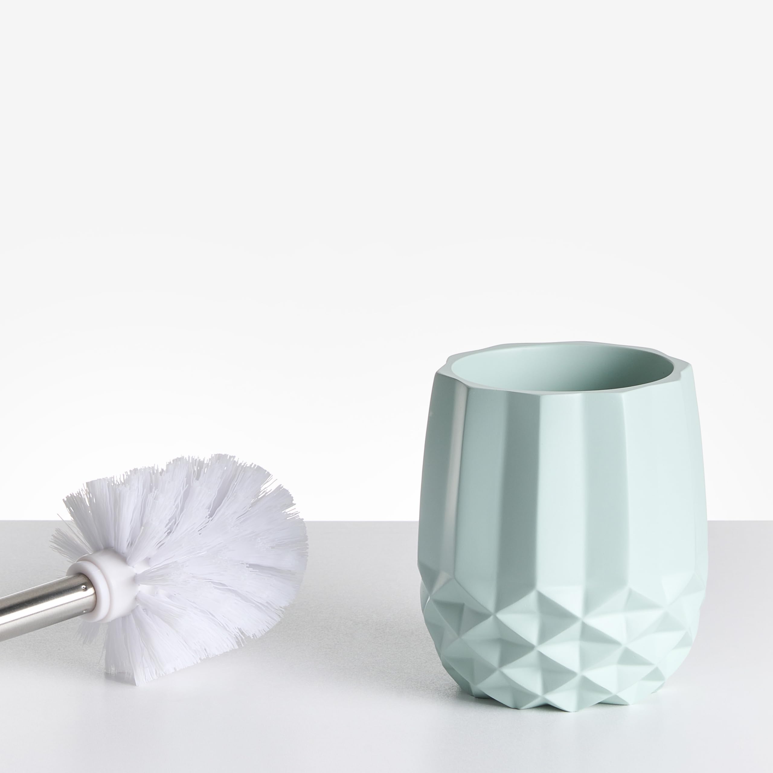 Conjunto de 5 Accesorios de baño jabonera dispensador de jabón escobilla de Inodoro Vaso Soporte para cepillos de Dientes Verde Menta Samiria