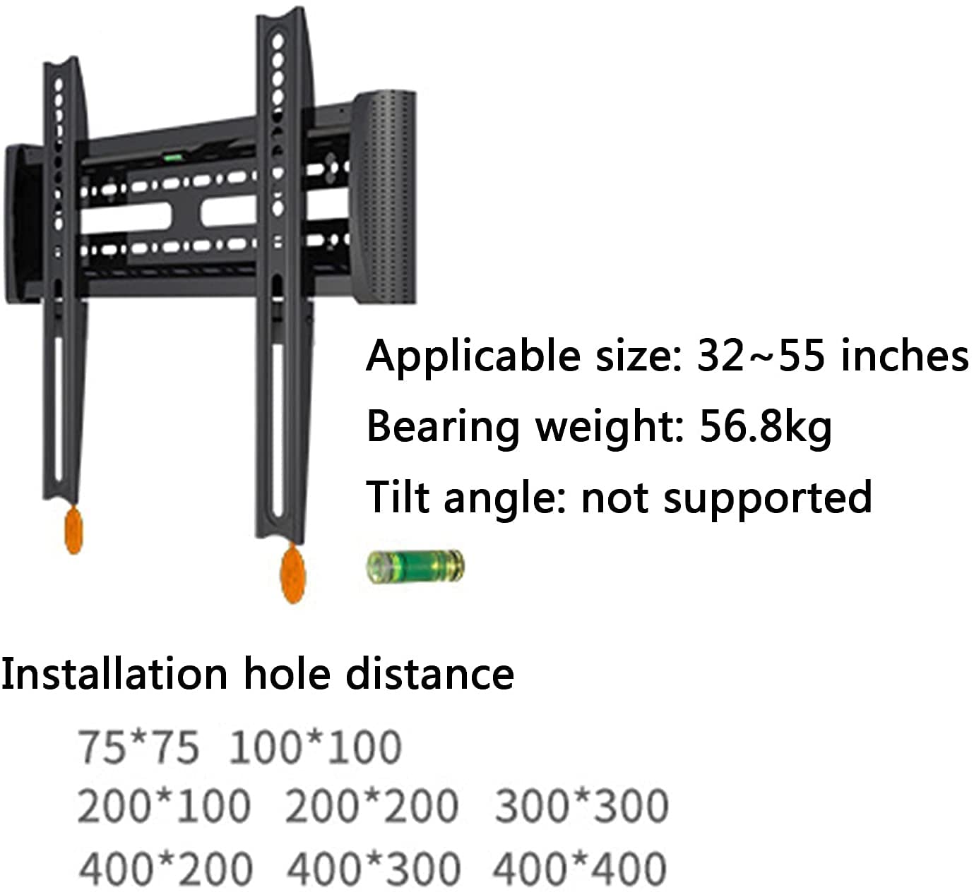 Supporto fisso da parete per TV da 32 a 55 pollici, staffa ultra sottile, max 400 x 400 mm, portata fino a 36 kg, compatibile con TV LED, LCD, OLED e al plasma.
