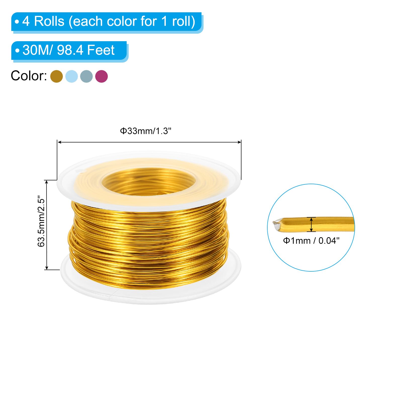 PATIKIL 18 Gauge 1mm Aluminum Craft Wire - Image 2