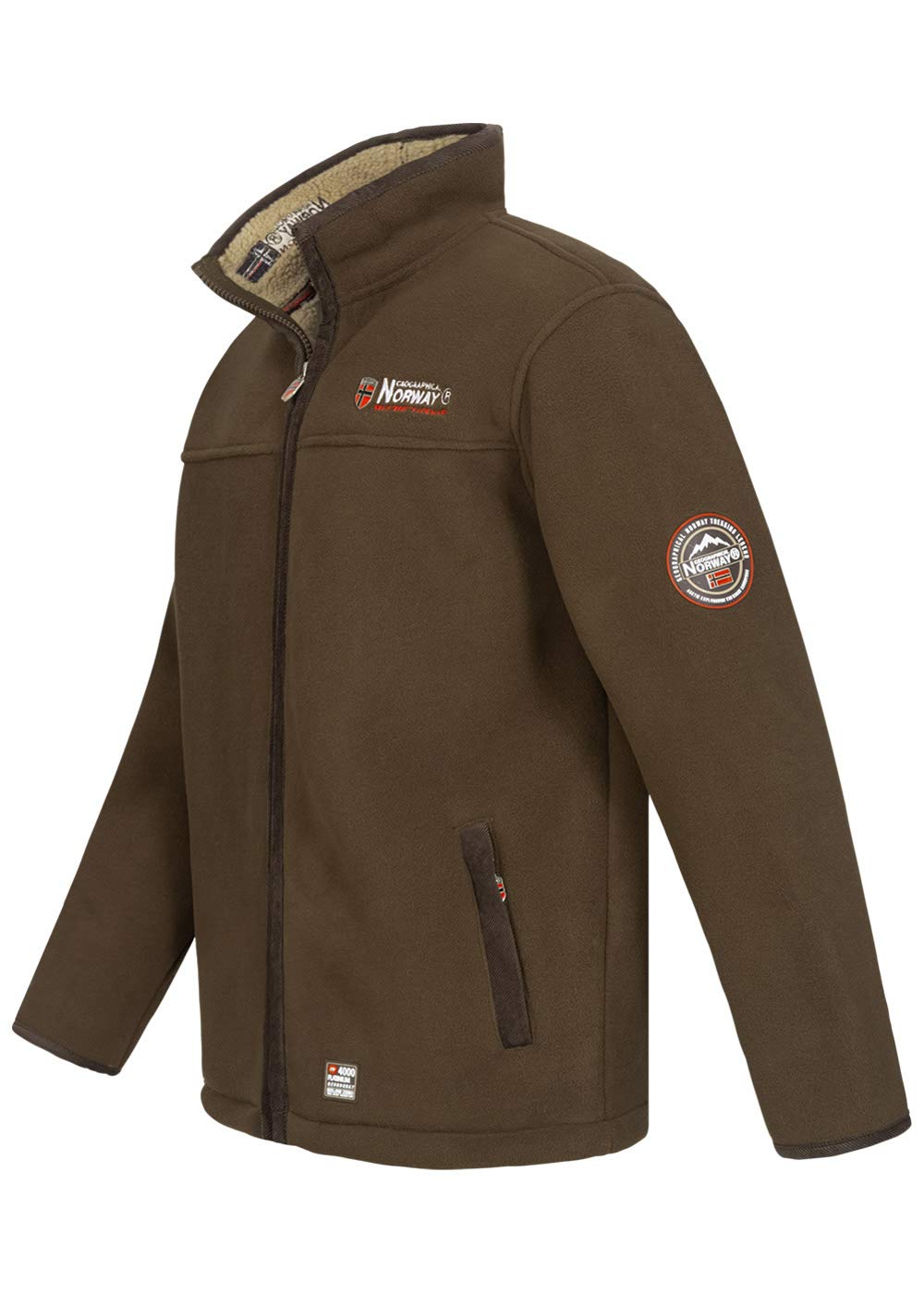 Geographical Norway - Chaqueta de forro polar para hombre ureka, con forro de pelo de peluche marrón S